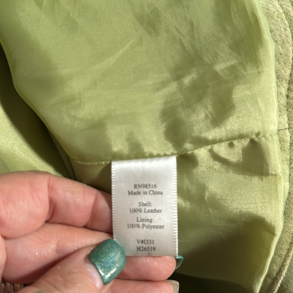 Cold water, Creek avocado green leather jacket X - Picture 8 of 9